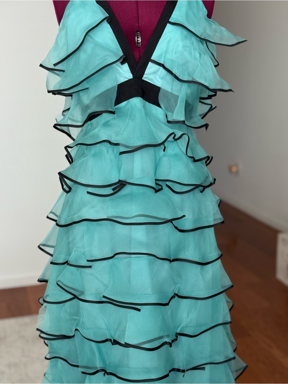 NWT LOTTIE TEAL Sachin and Babi exclusive NM Silk ORGANZA Gown SZ 8 $795 MSRP - Picture 7 of 10